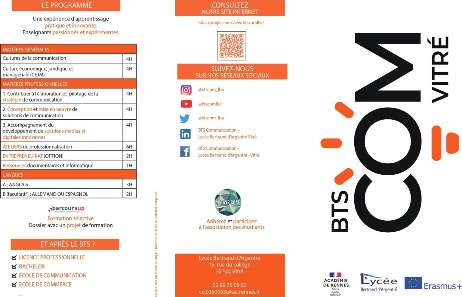 Plaquette du BTS Communication, page 1