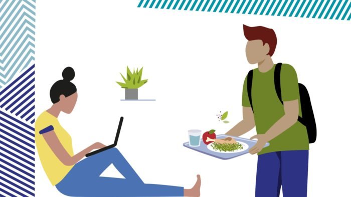 Illustration : élèves au restaurant scolaire