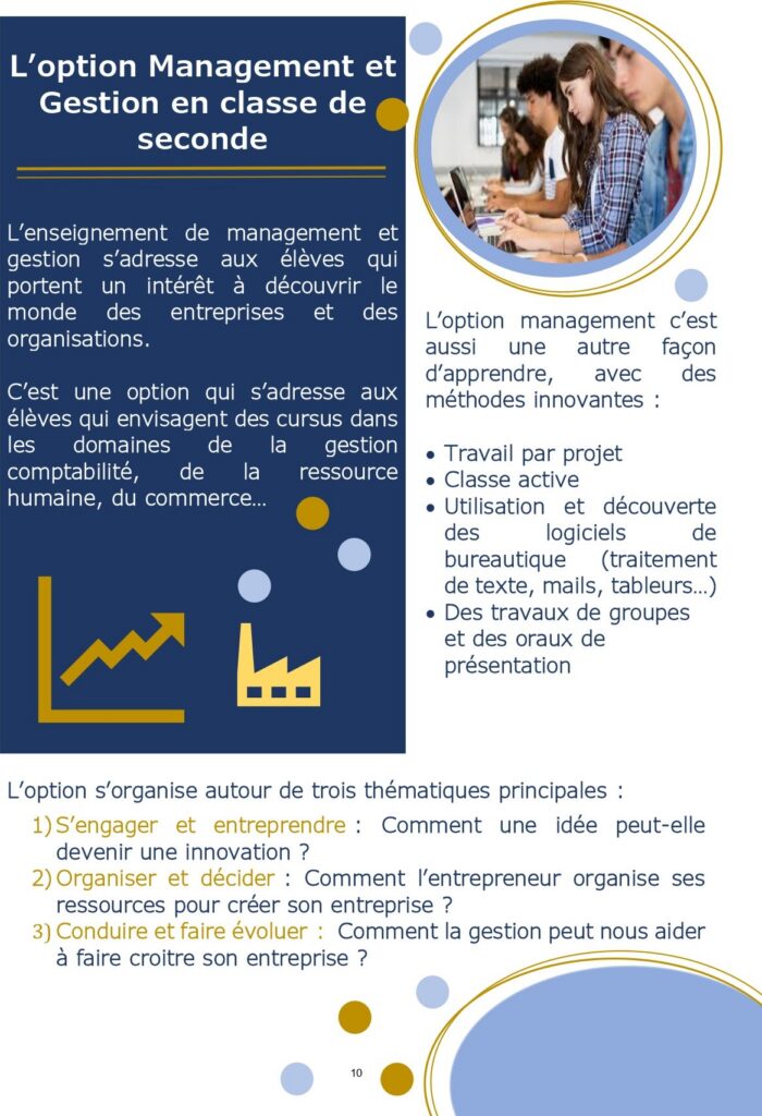 Flyer de l’option Management et gestion en seconde