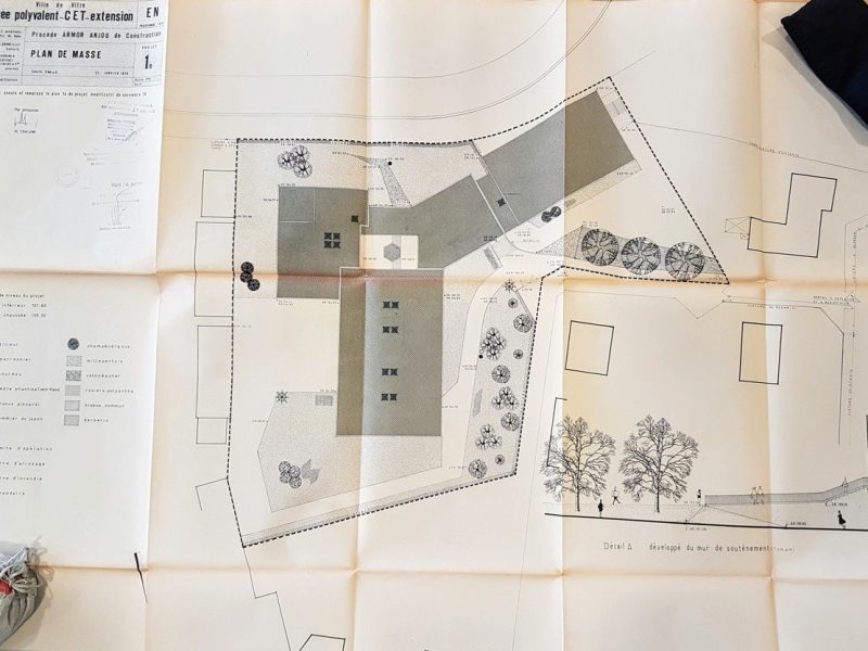 Yves Moignet, Lycée Bertrand d’Argentré, extension, plan de masse, Archives de Vitré, M 85